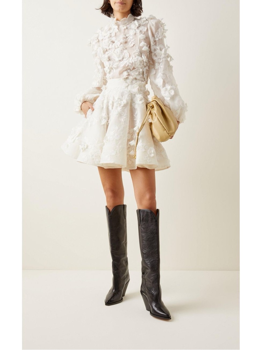 Zimmermann Ivory Floral Appliqué Mini Skirt